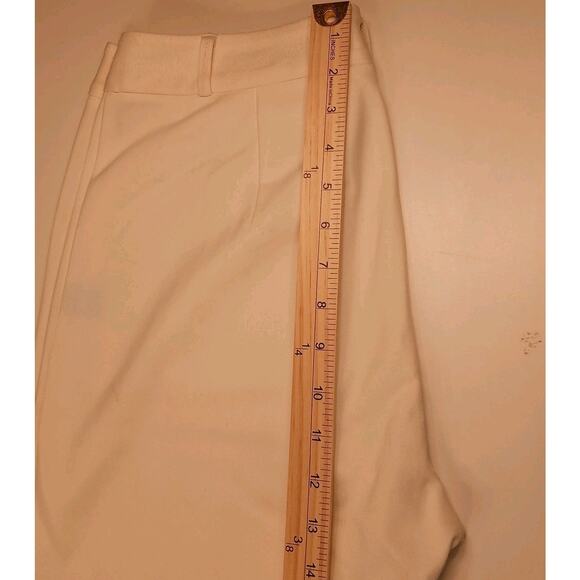 J. Mclaughlin Dress Pants Womens Size 6 High Rise Flat Front Wide Leg Ivory FLAW - Picture 9 of 15